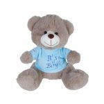 Much toys Αρκουδάκι 20cm Γκρί Μπλούζα Μπλέ ITS A ΒΟΥ