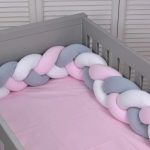 Baby Oliver - Πάντα Πλεξούδα Design 125 Λευκό Ρόζ Γκρί 200x18cm
